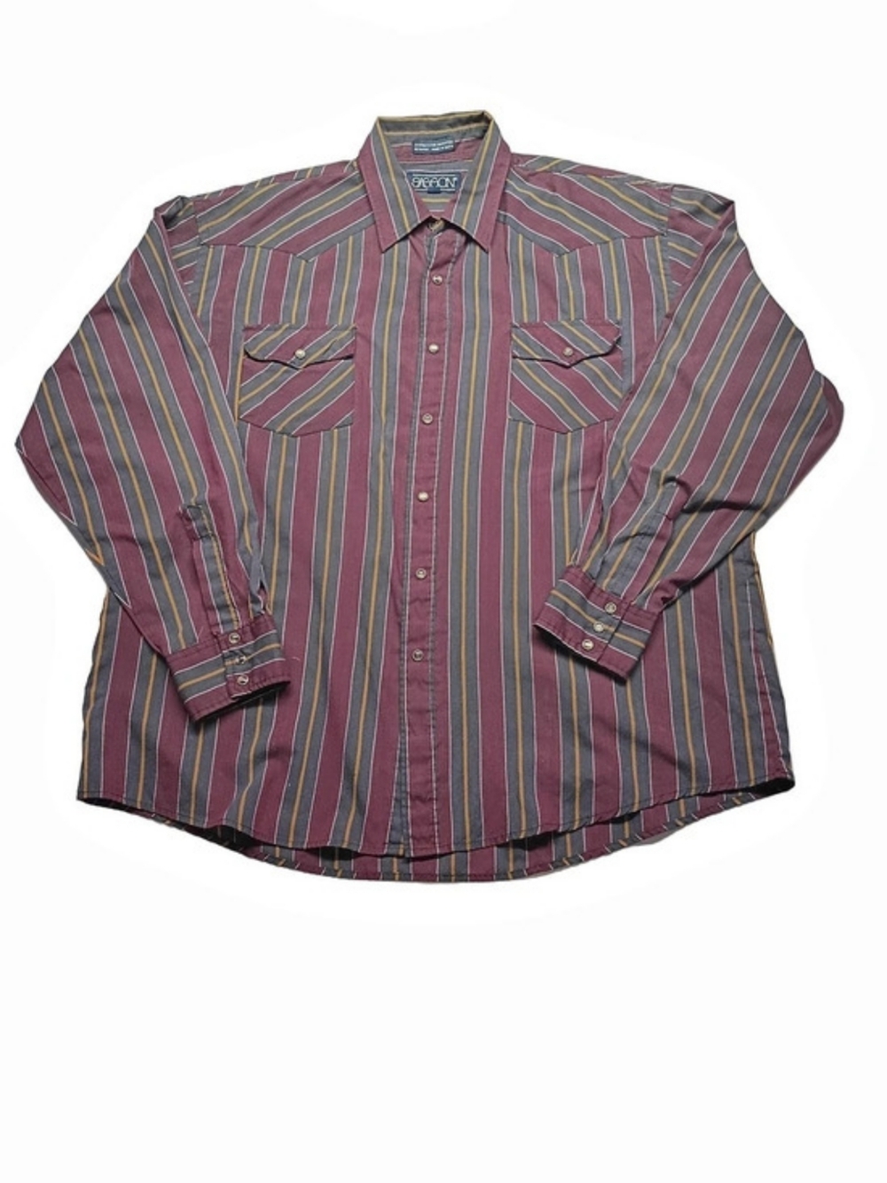 Vintage Sasson Men's Striped Button Down Western Snap Shirt XL